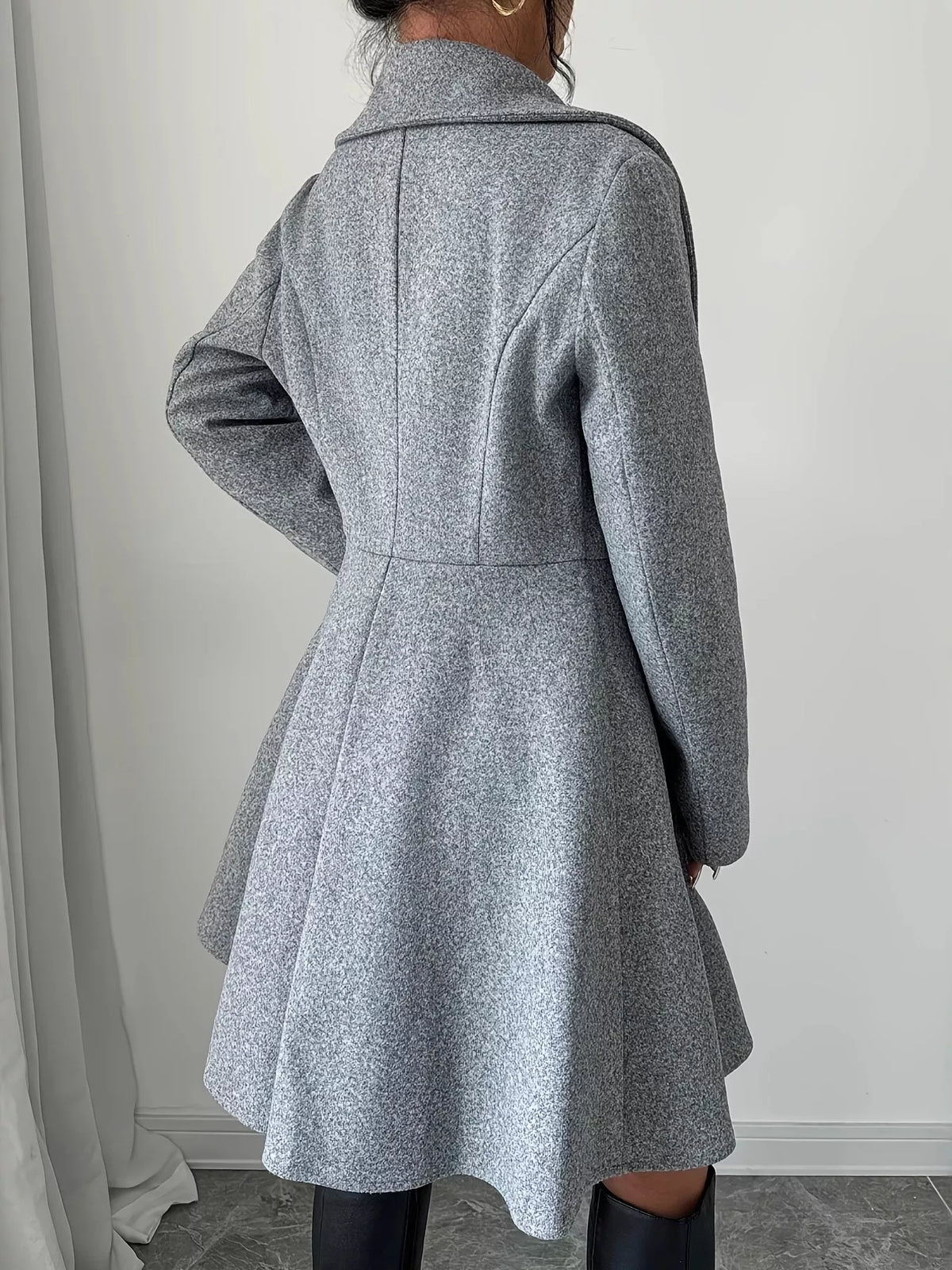 Double-Breasted Long Sleeve Outerwear - Gray - View 5