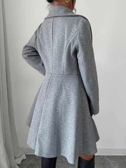 Double-Breasted Long Sleeve Outerwear - Gray - View 5