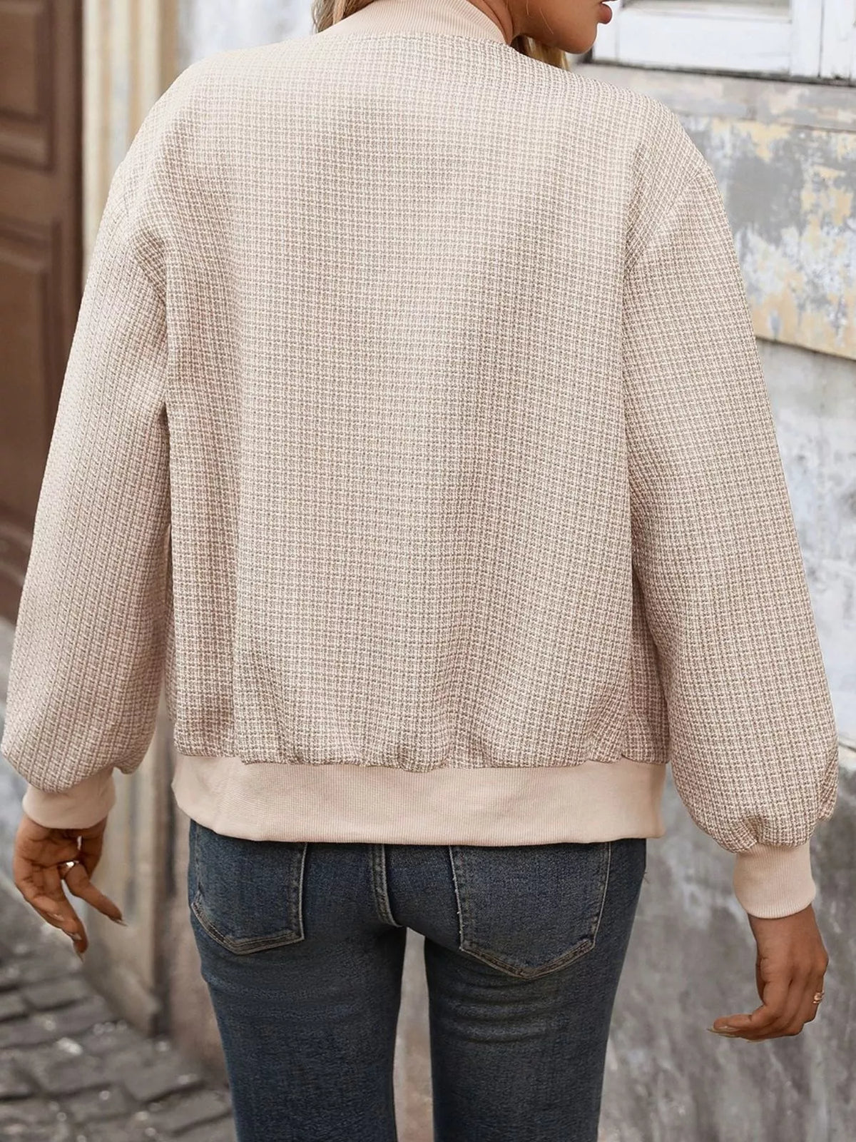 Button Up Long Sleeve Jacket - Khaki - View 7