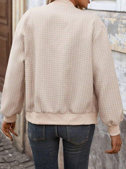 Button Up Long Sleeve Jacket - Khaki - View 7