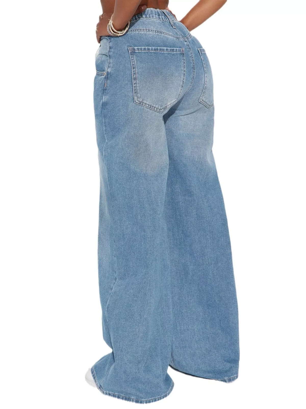 Full Size High-Waisted Wide-Leg Jeans Plus Size - Light Blue - View 2