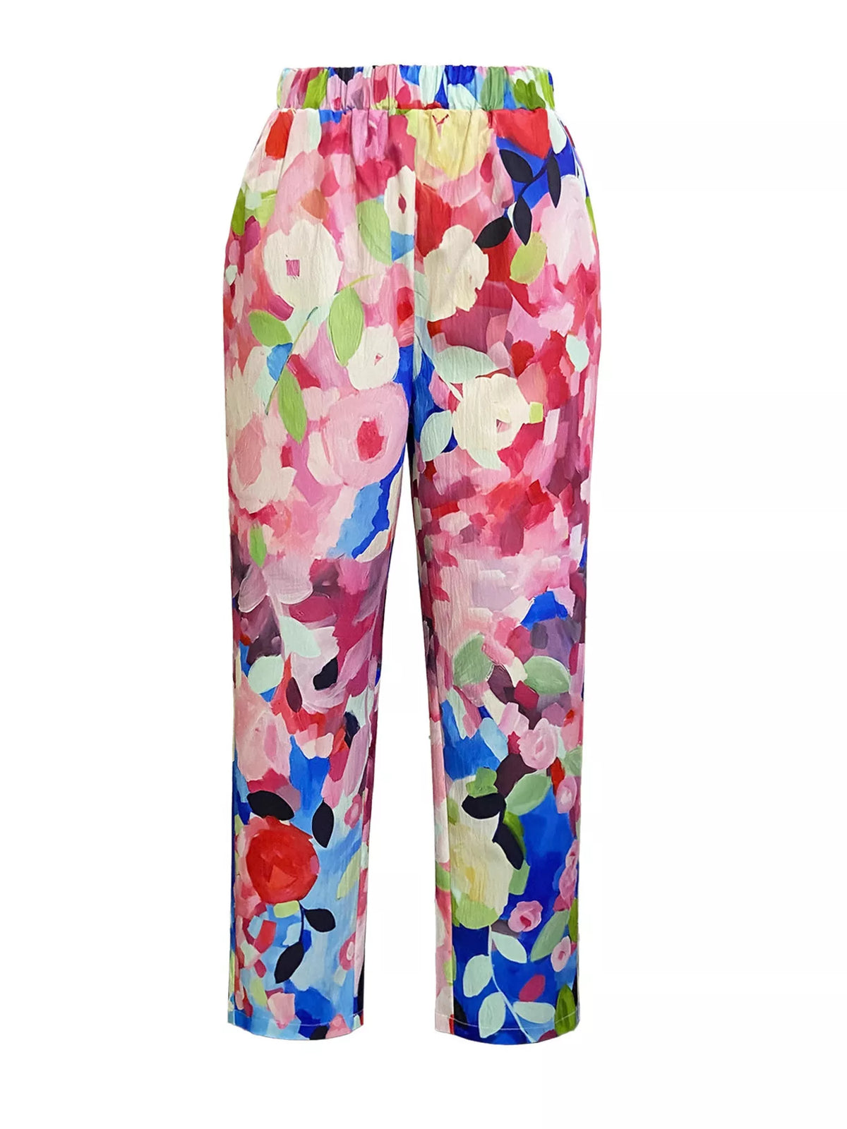 Floral Print Loose Casual Pants - Pink - View 2