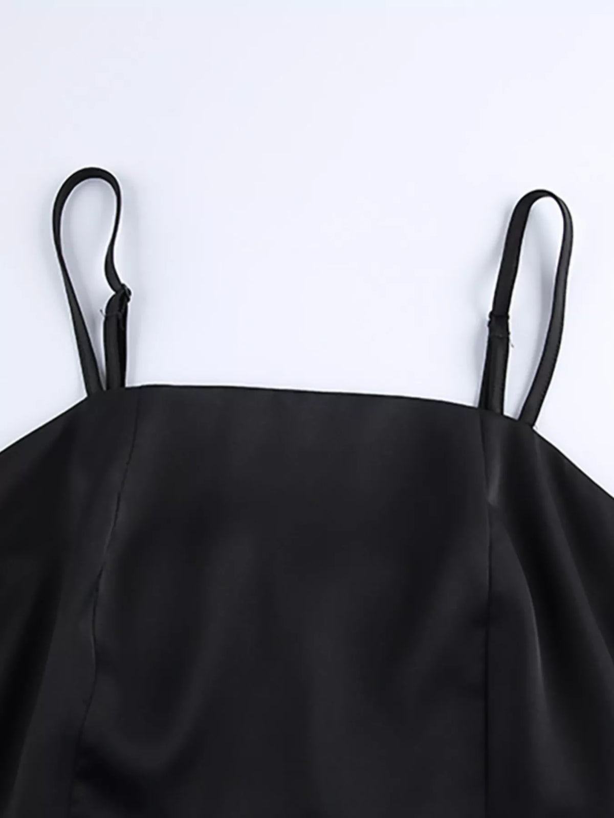 Satin Mini Dress with Lace Detachable Cape - Black - View 16
