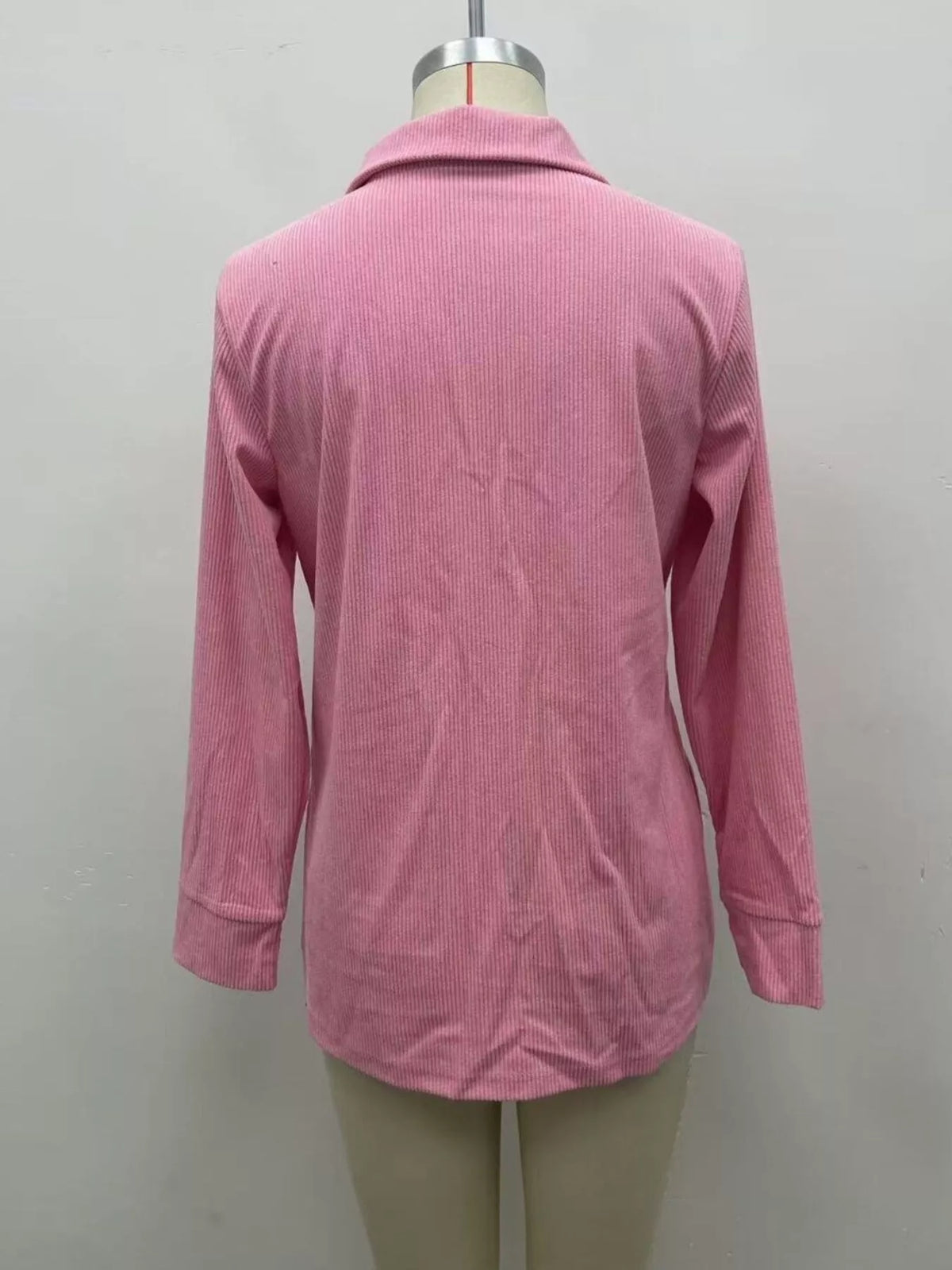 Full Size Button Detail Long Sleeve Top Plus Size - Dusty Pink - View 3