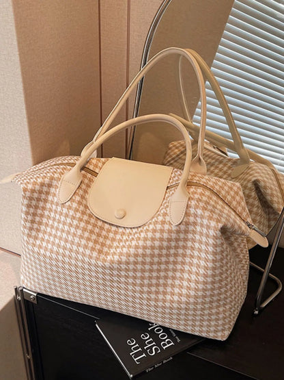 Plaid Pattern Travel Bag - Beige - View 6