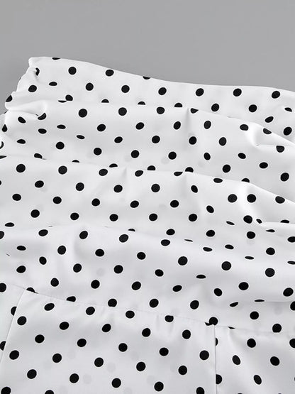 Polka Dot Mermaid Maxi Skirt - White - View 7