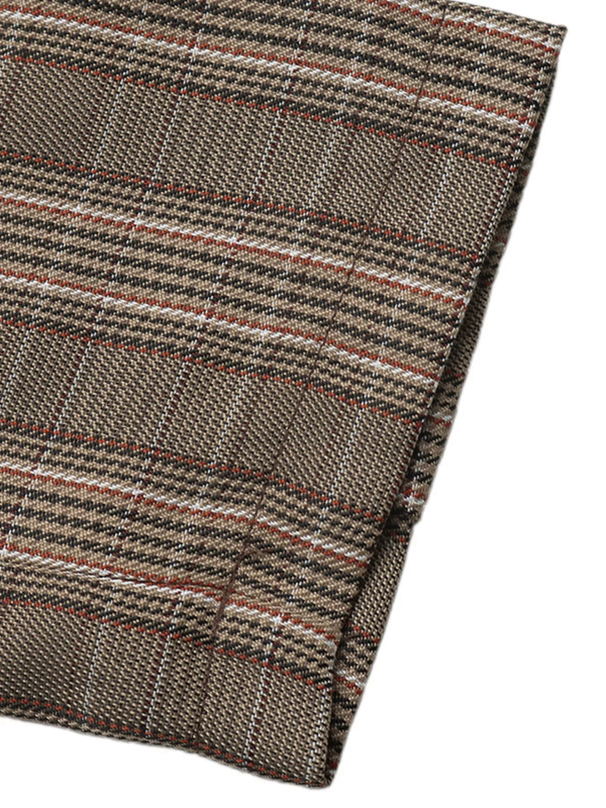 Plaid Single-Button Blazer - Mocha - View 9
