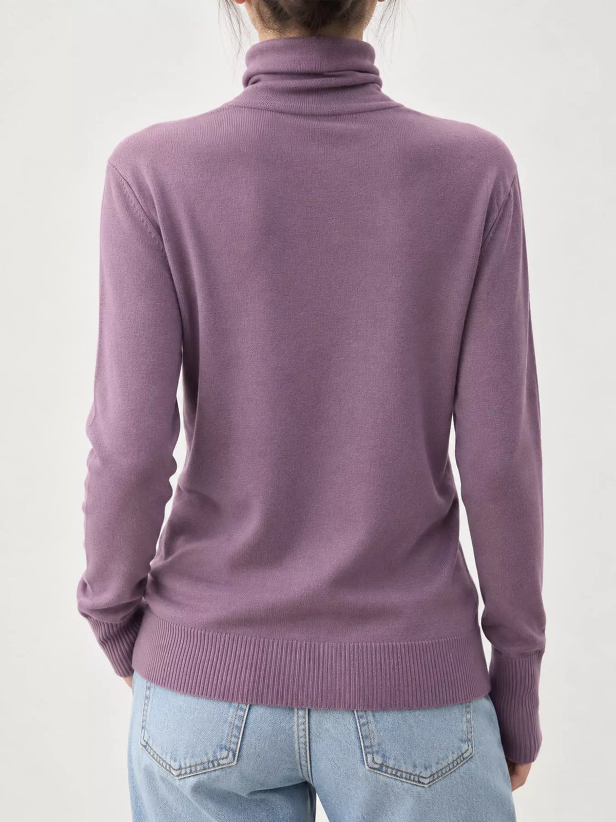 Full Size Slim-Fit Turtleneck Knit Top Plus Size - Purple - View 6