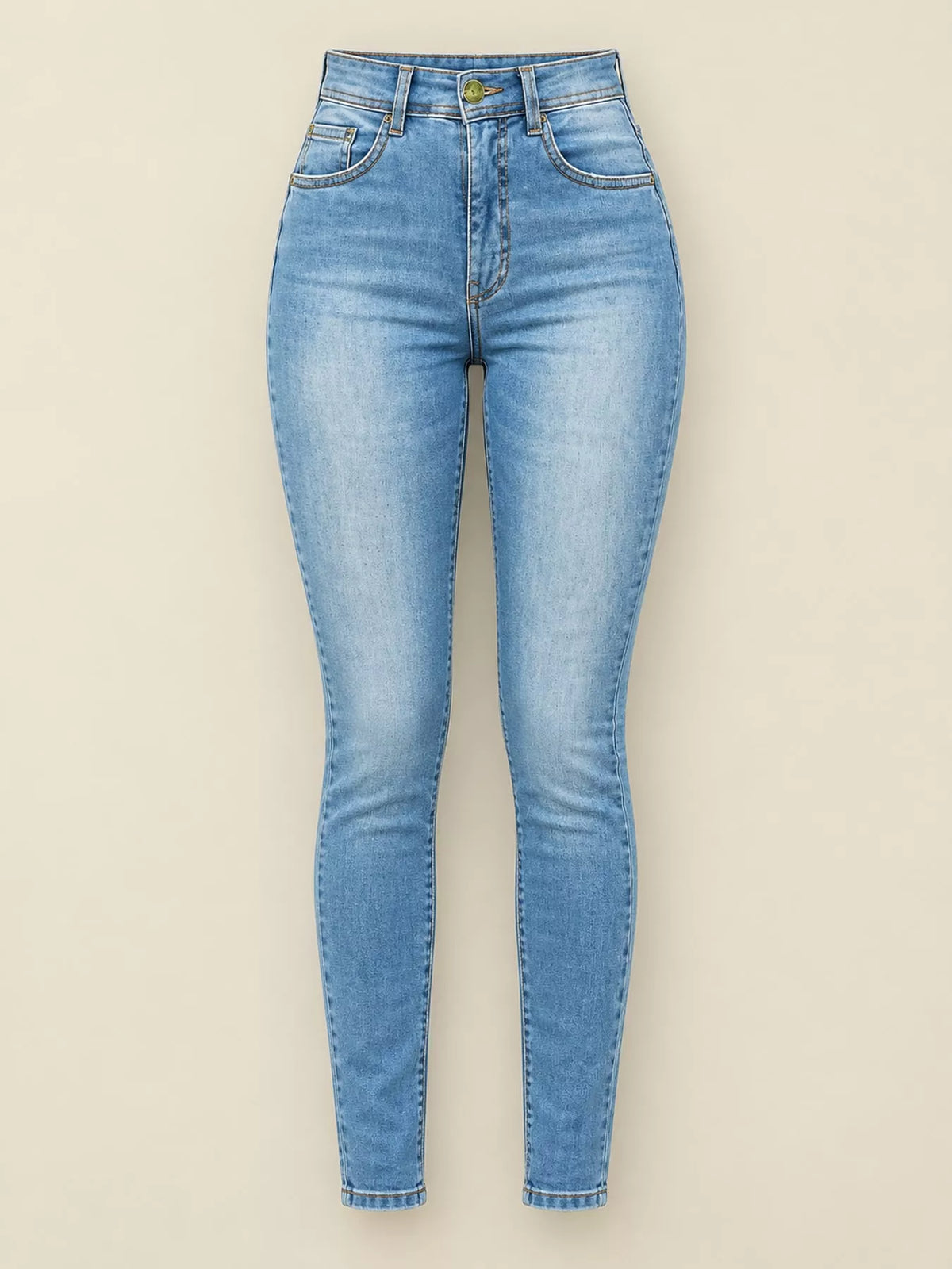 High-Waisted Sculpting Skinny Jeans - Light Blue - View 10