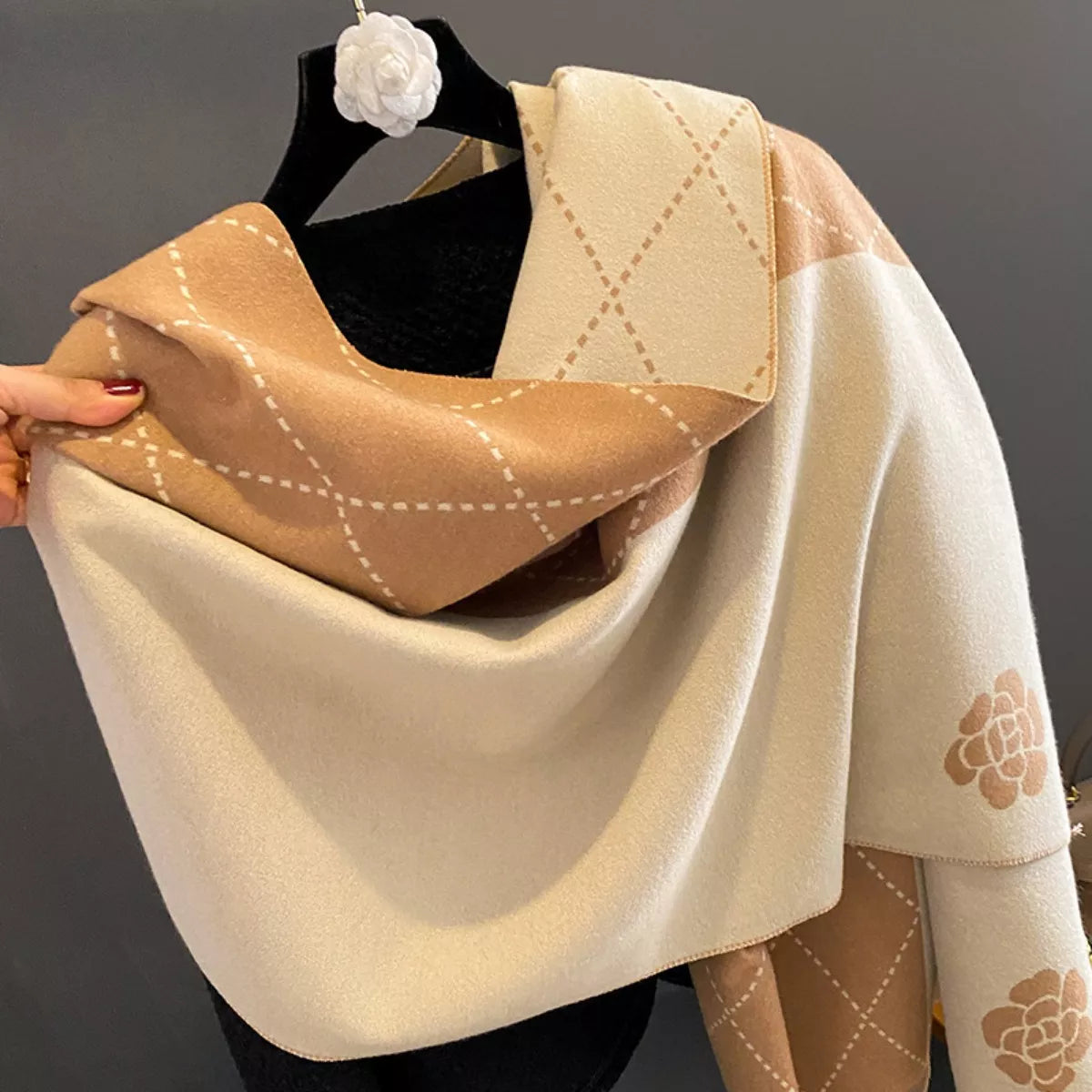 Raw Hem Scarf - Khaki - View 3
