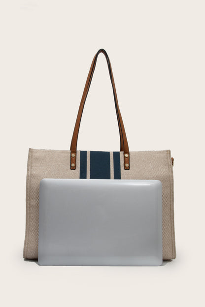 Striped Tote Bag - Khaki - View 3