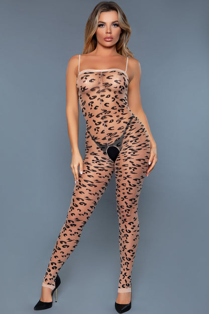 Luscious Leopard Bodystocking, front view