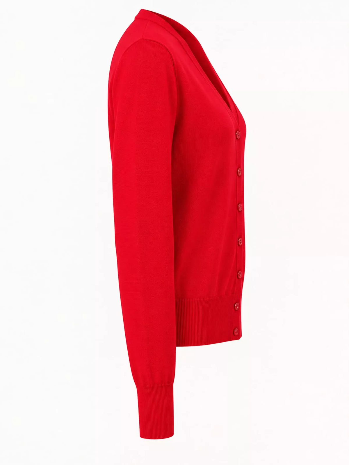Classic V-Neck Button-Down Knit Cardigan - Bright Red - View 94