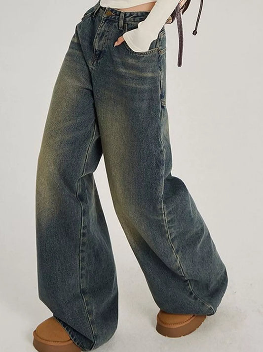 Full Size High-Waisted Wide-Leg Jeans Plus Size - Vintage Blue - View 1