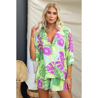 Casual Collar Loose Vacation Elastic Waist Two-Piece Set