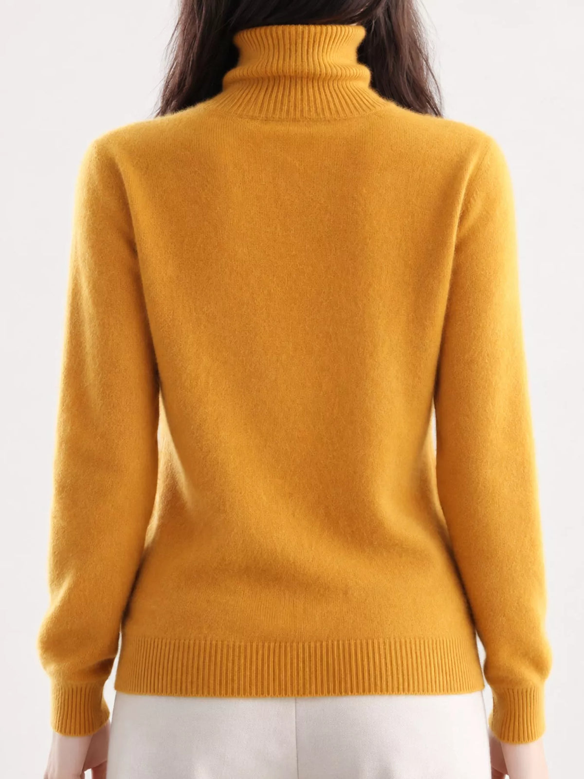 Full Size Turtleneck Long Sleeve Sweater Plus Size - Mustard Yellow - View 33