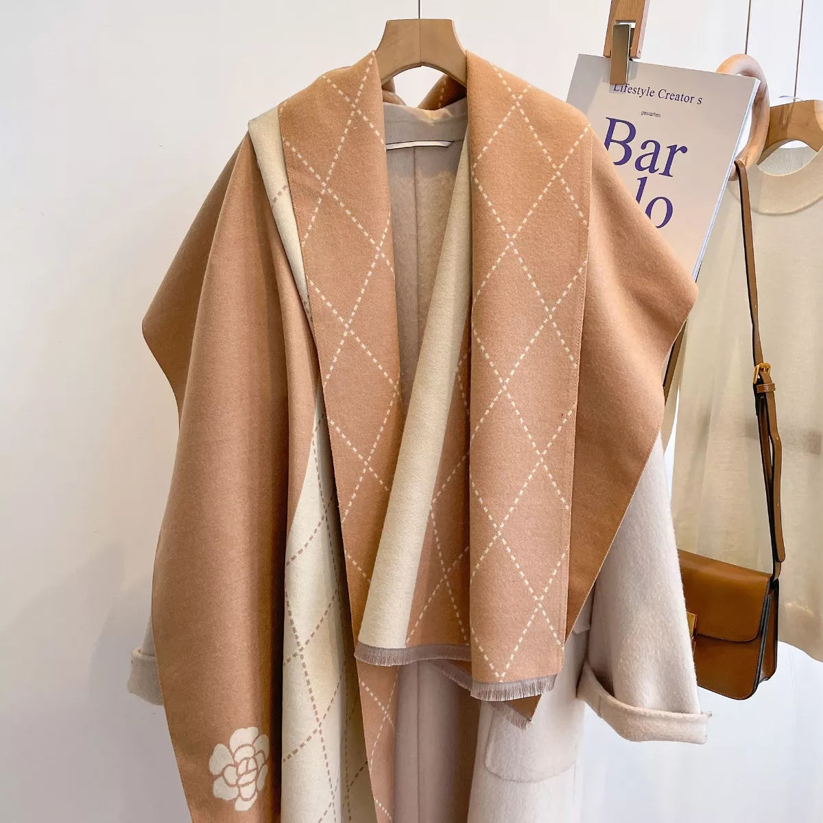 Raw Hem Scarf - Khaki - View 1