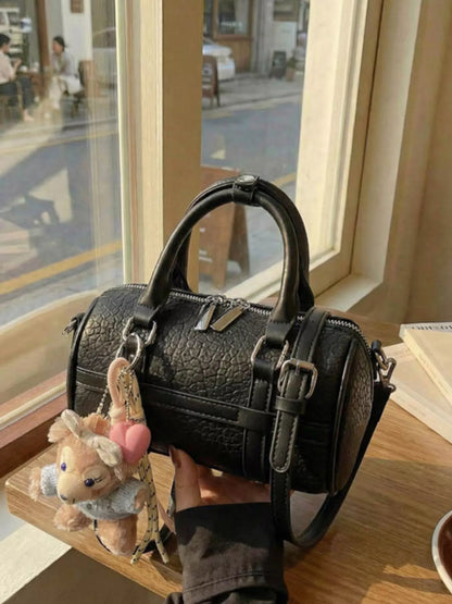 Textured Barrel Crossbody Bag - Black - View 6