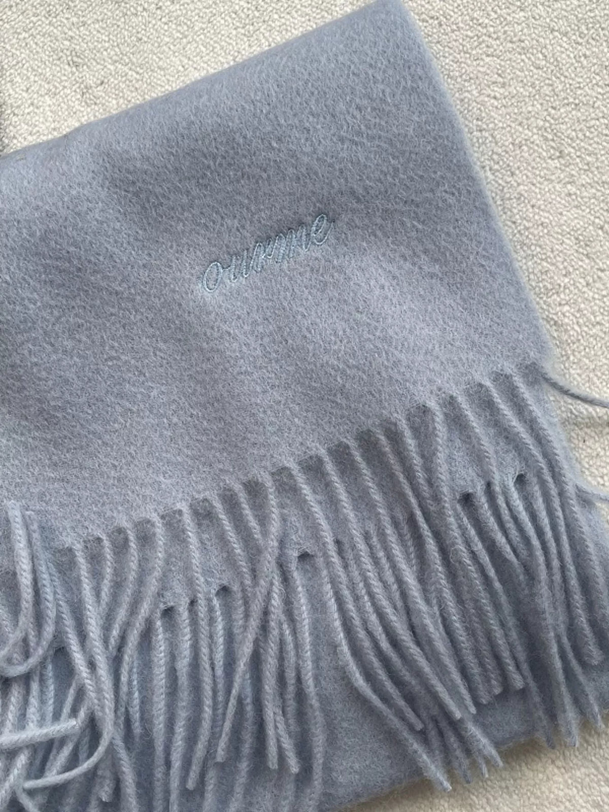 Fringe Solid Color Scarf - Azure Blue - View 2
