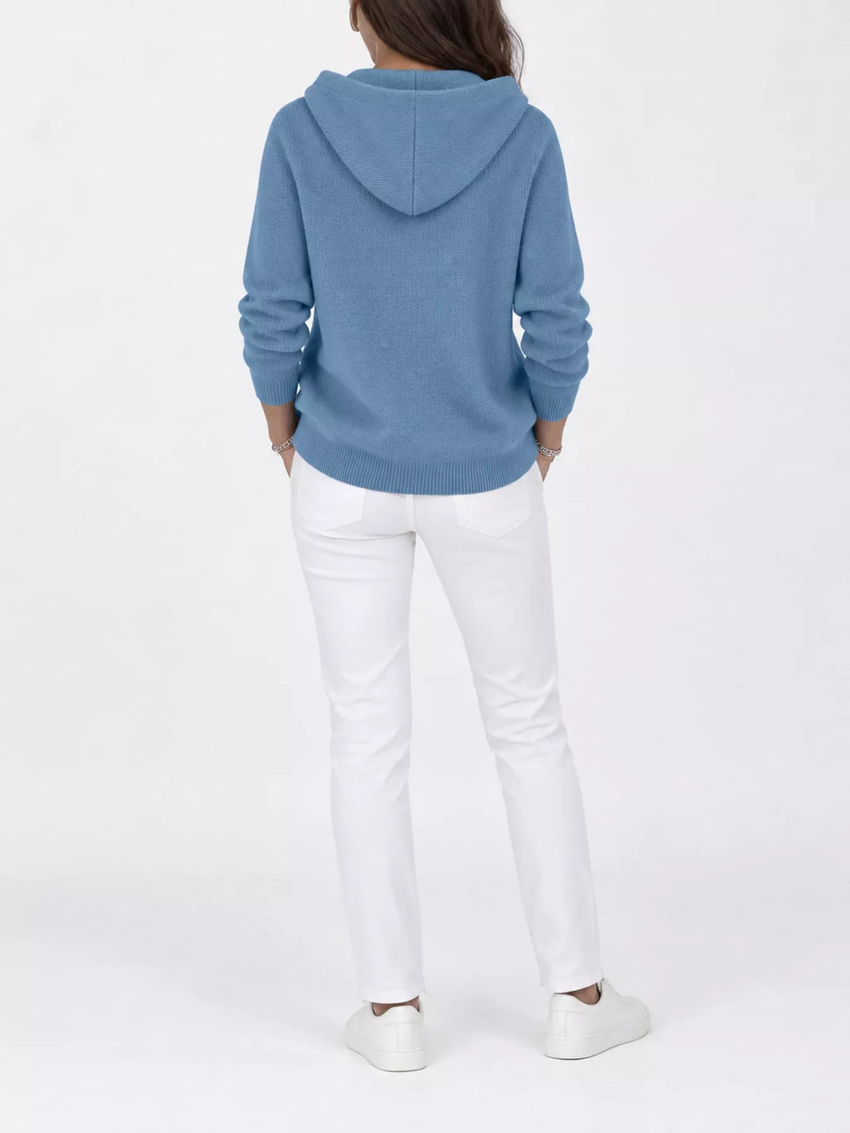 Full Size Hooded Button-Down Knit Cardigan Plus Size - Dusty Blue - View 7