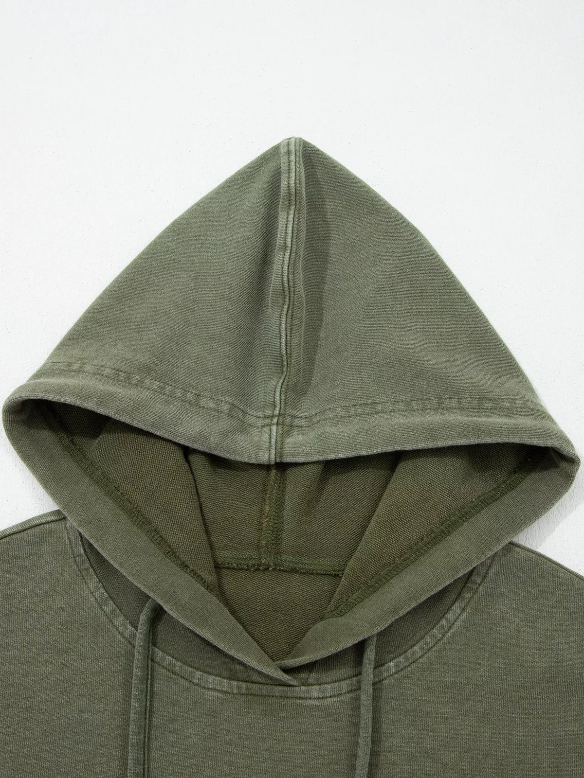 Plaid Sleeve Drawstring Pocket Hoodie - Sage - View 12