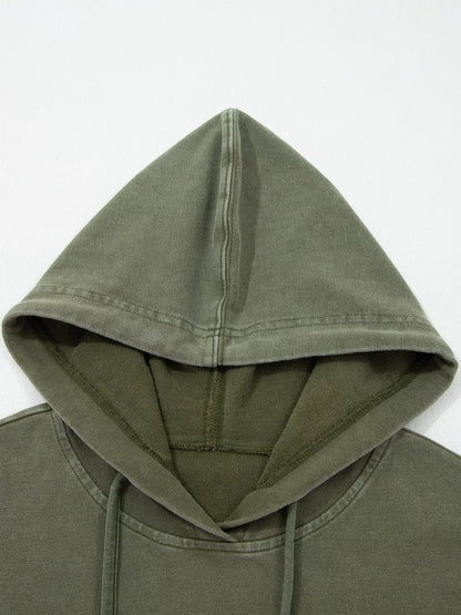 Plaid Sleeve Drawstring Pocket Hoodie - Sage - View 12