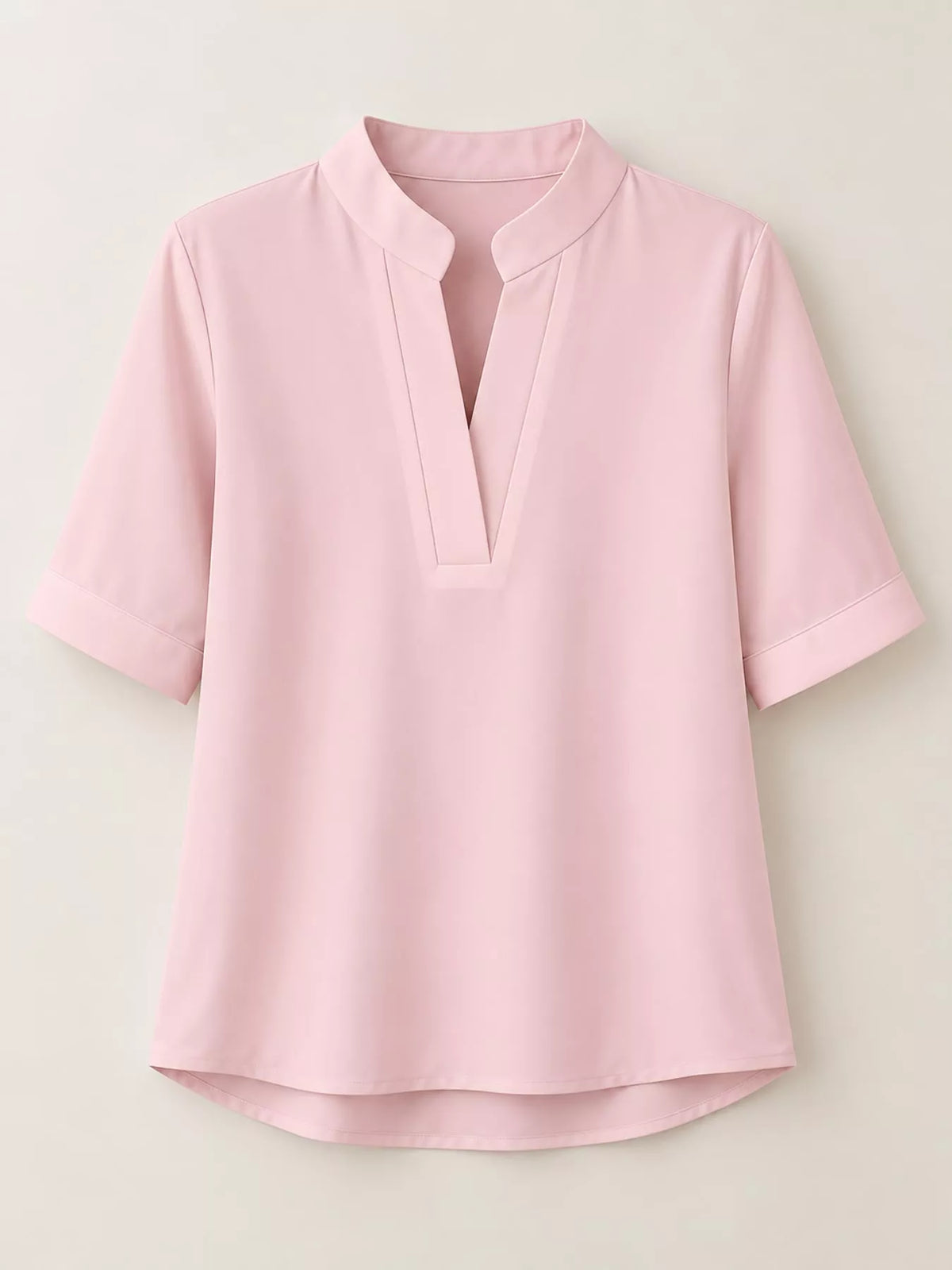 Full Size Notched Short Sleeve Blouse Plus Size - Pink - View 20