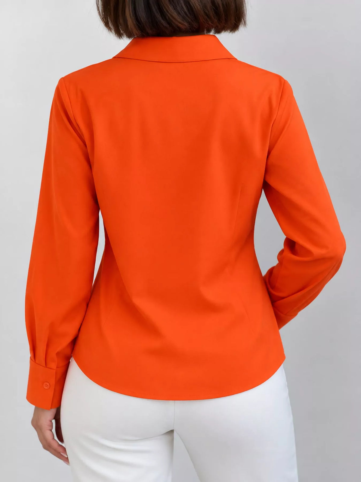 Button Up Long-Sleeve Shirt - Orange Red - View 30