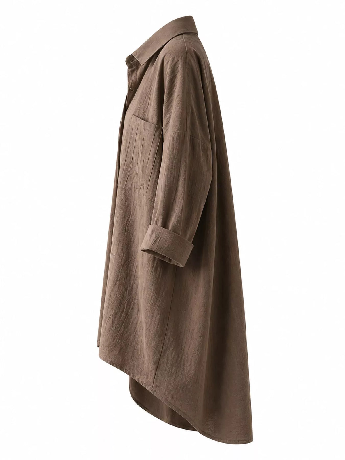 Full Size Casual Button-Down Shirt with Dual Chest Pockets Plus Size - Khaki - View 14