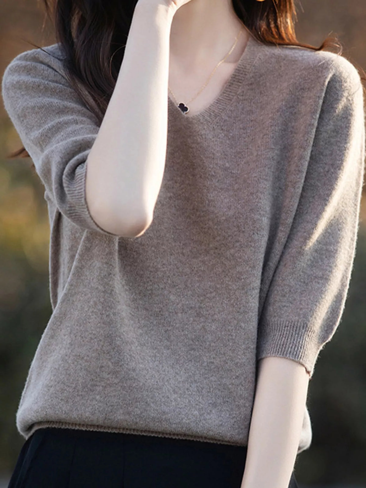 V-Neck Half Sleeve Sweater