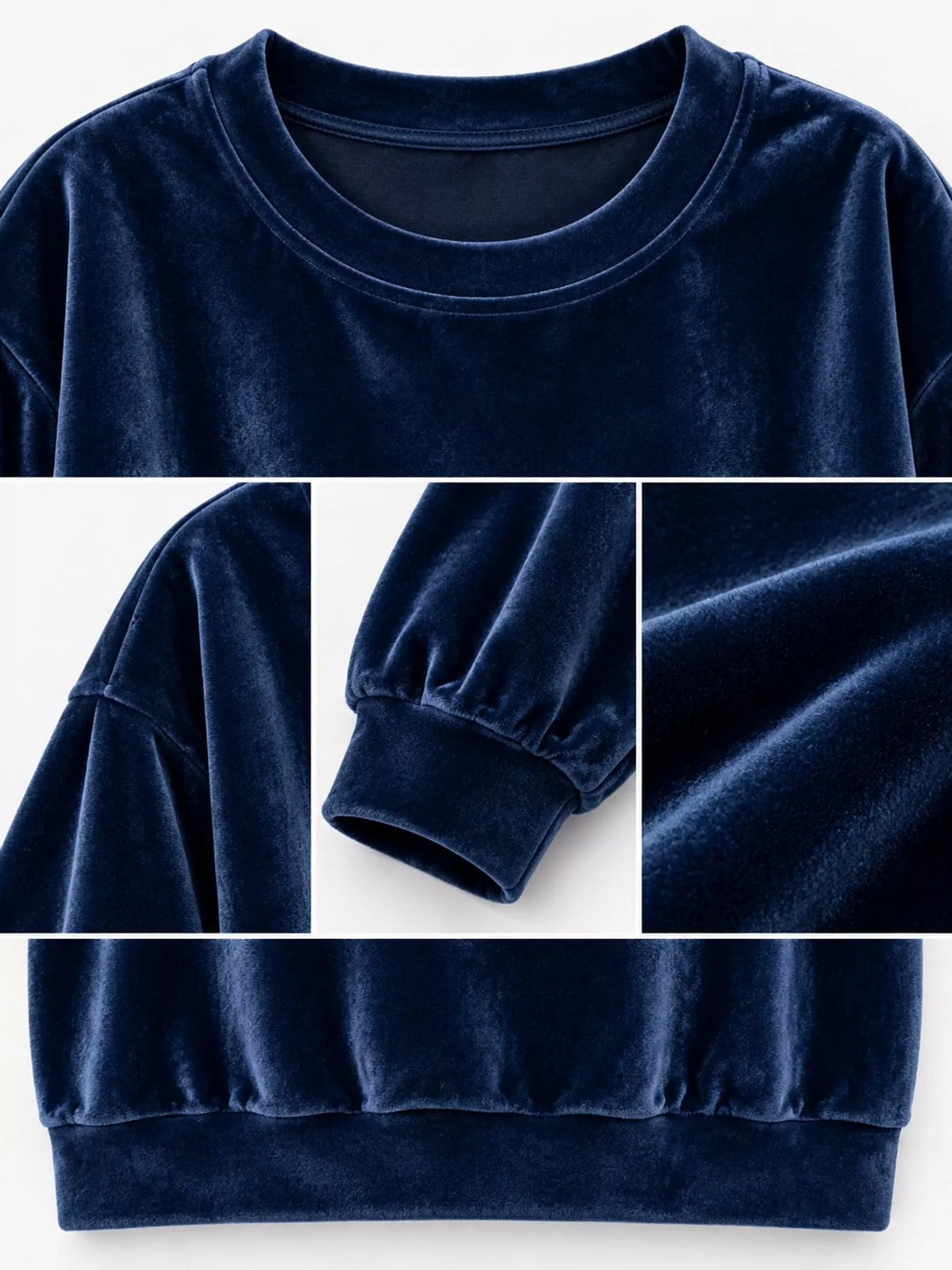 Full Size Crew Neck Drop Shoulder Sweatshirt Plus Size - Navy Blue - View 11