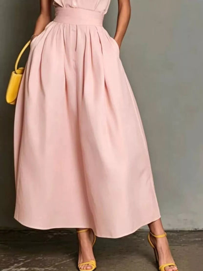 Sleeveless Collared A-Line Midi Dress - White - View 5