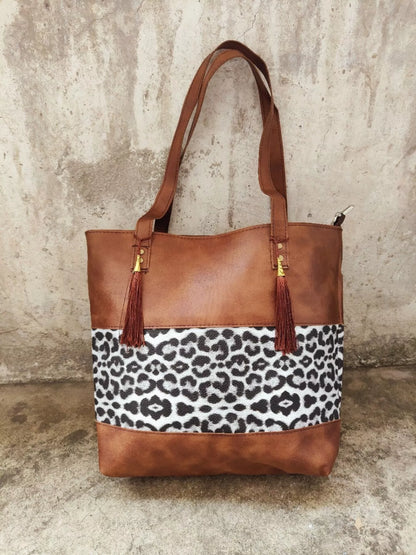 Tassel Leopard Tote Bag - Caramel - View 5