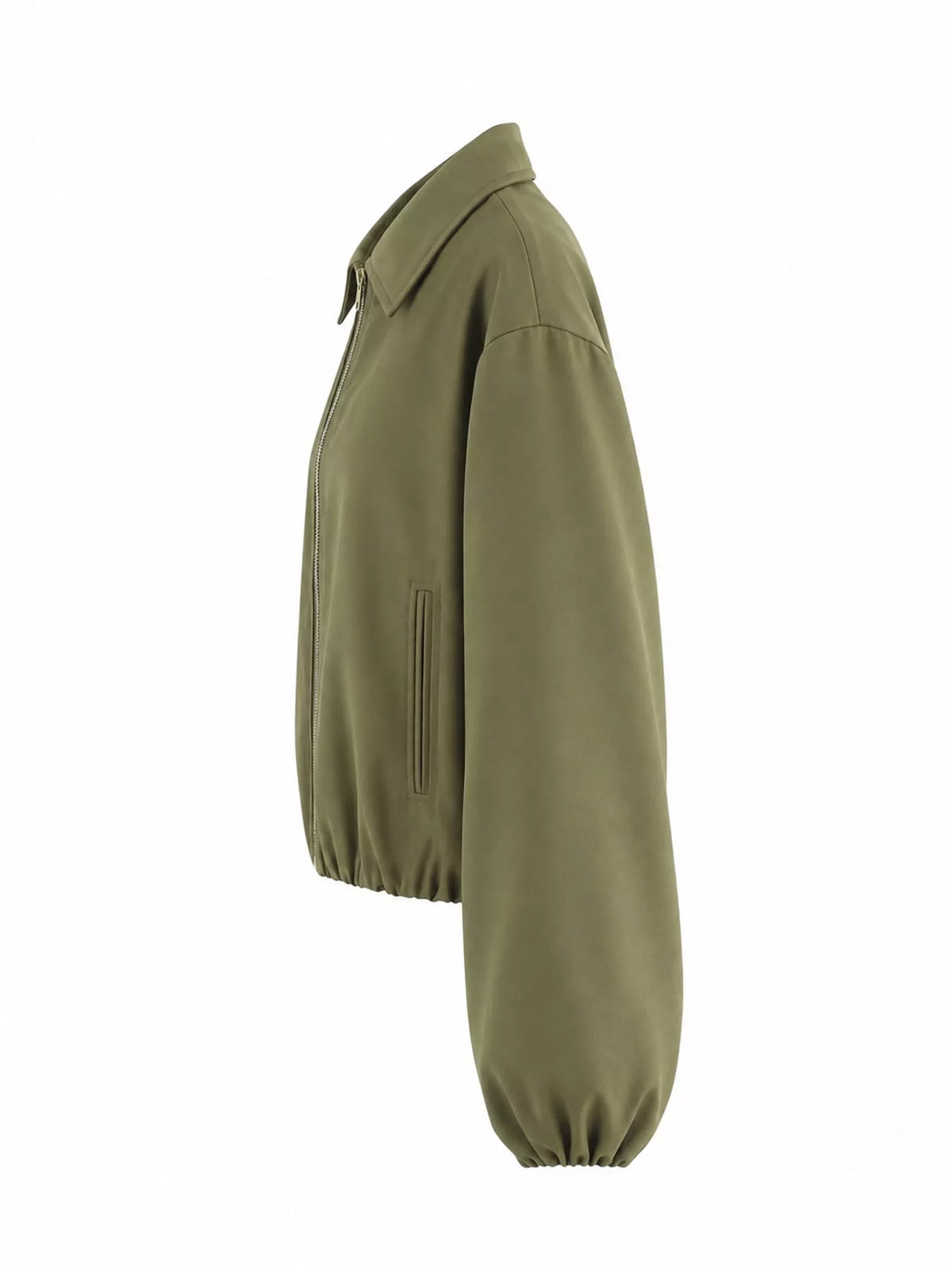Cropped Zip-Up Jacket - Green - View 15