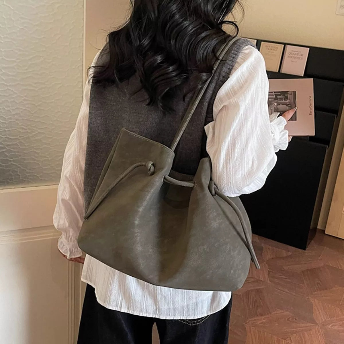 Solid Color Tote Bag - Black Forest - View 5