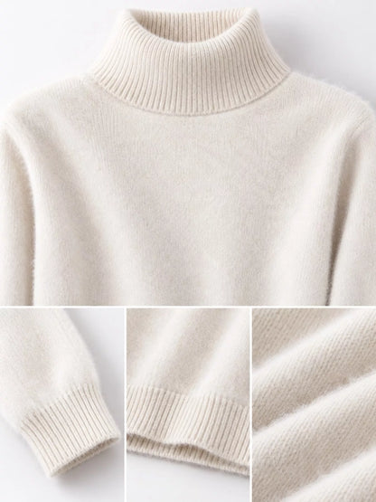 Full Size Turtleneck Long Sleeve Sweater Plus Size - Beige Camel - View 5