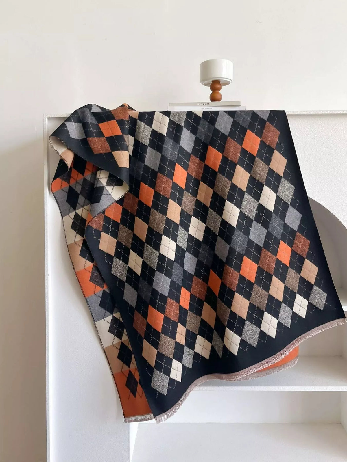Diamond Pattern Warm Scarf - Style B - View 4
