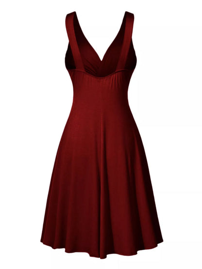 Full Size Twisted Sleeveless Ruched Waist A-Line Dress Plus Size - Burgundy - View 3