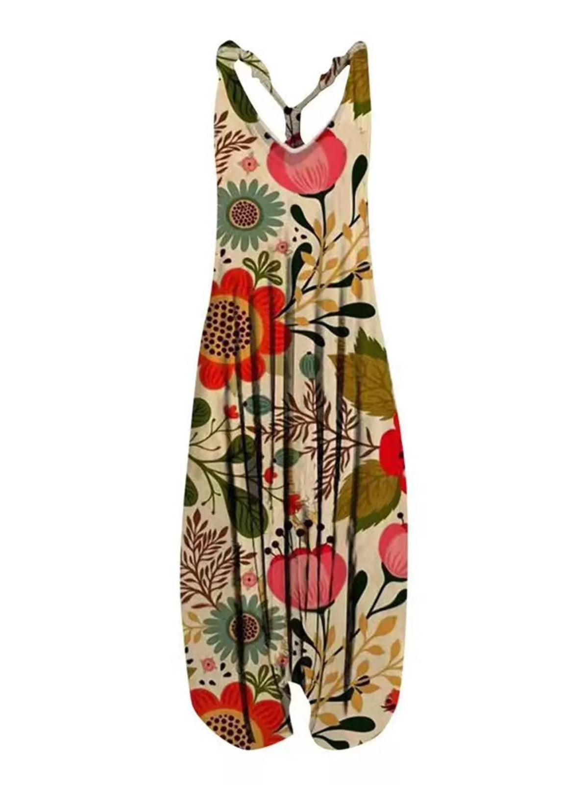 Full Size Printed V-Neck Sleeveless Jumpsuit Plus Size - 21-- - View 38