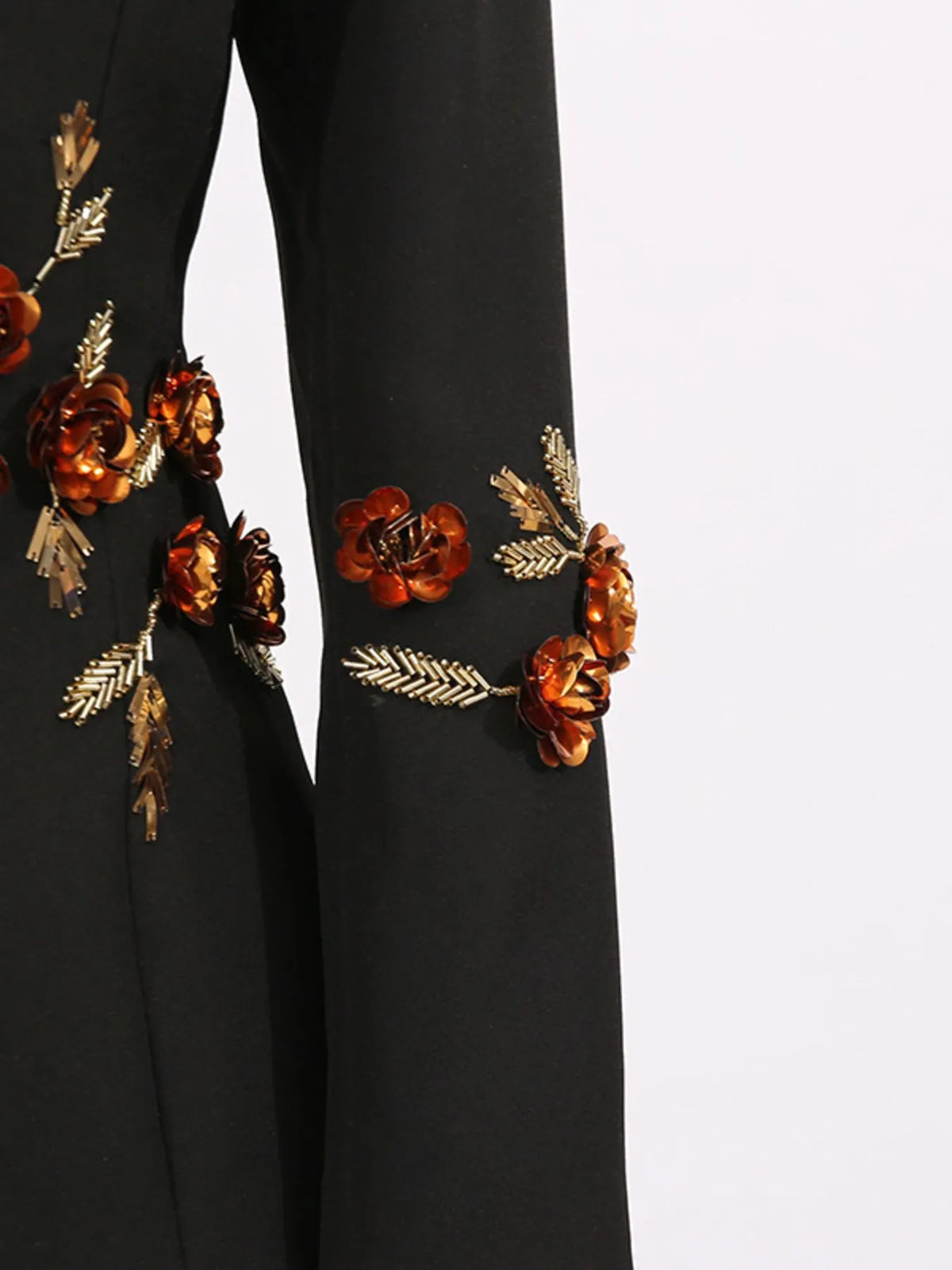 Embroidered Long Sleeve Blazer - Black - View 4