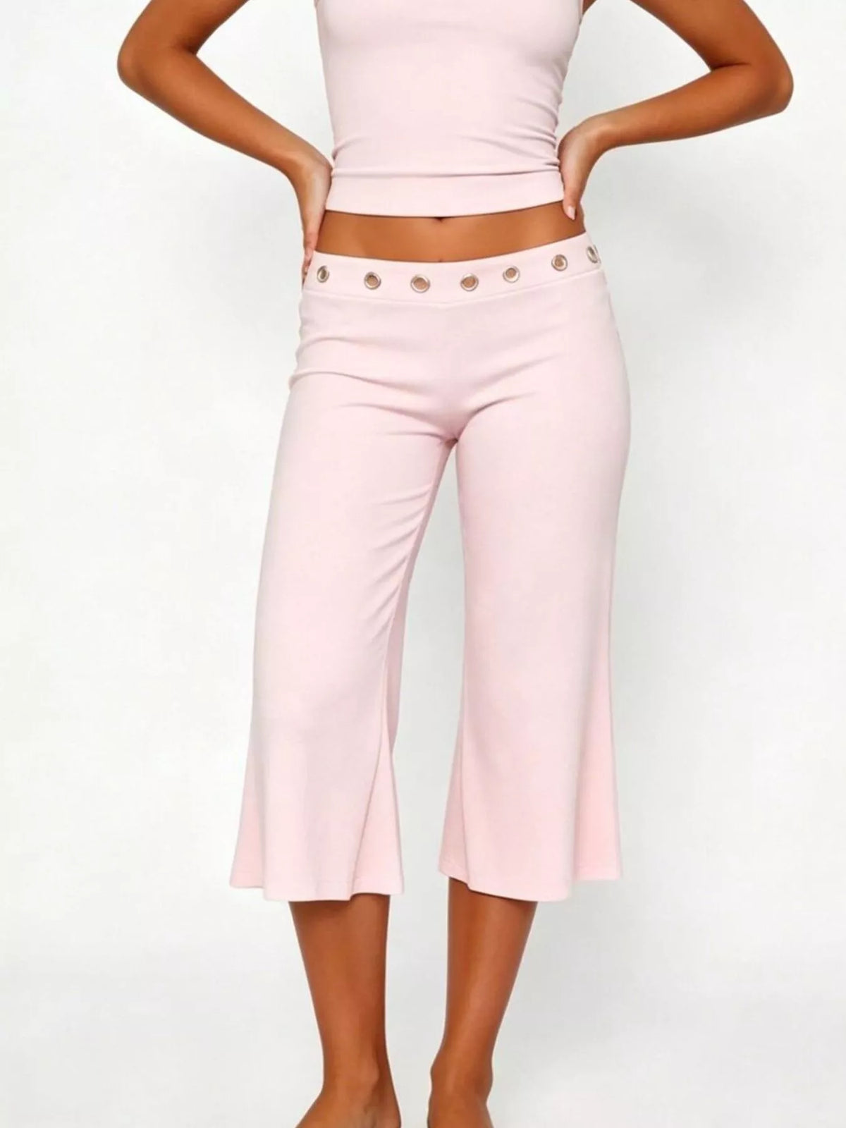 Mid Rise Capris Pants - Pink - View 25
