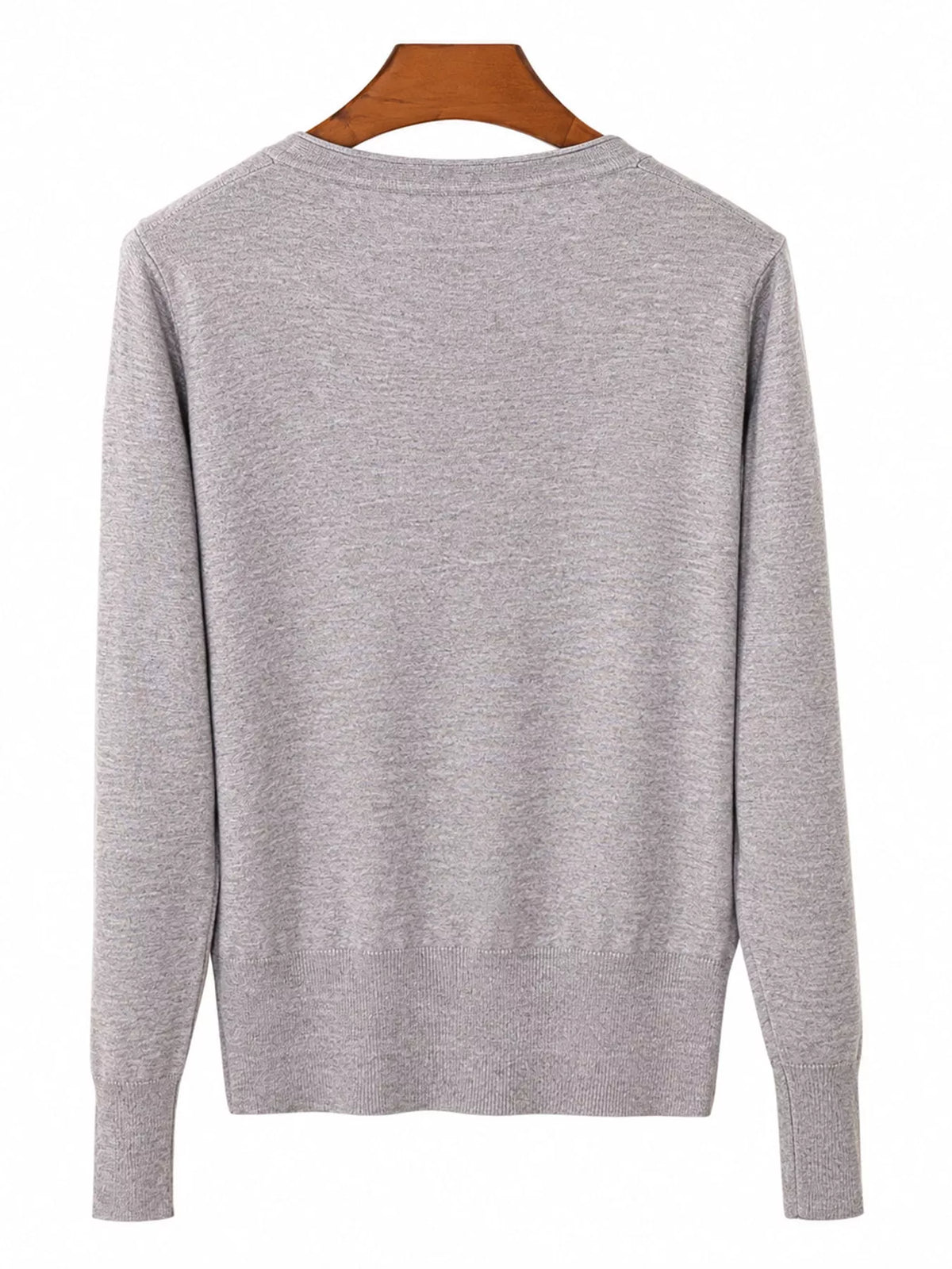 Classic V-Neck Button-Down Knit Cardigan - Light Gray - View 48