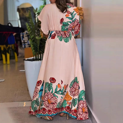 Fashion Tropical Style Printed Long Dress - One Size Available