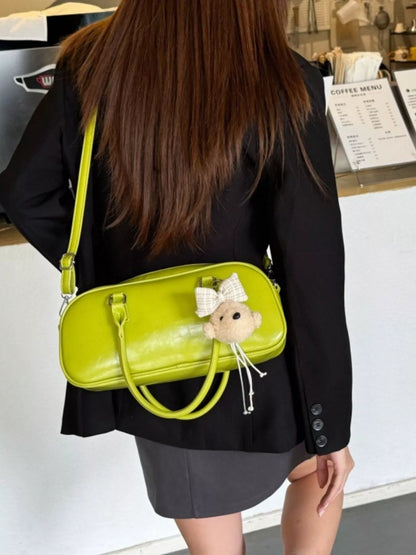 PU Leather Crossbody Bag - Green - View 6