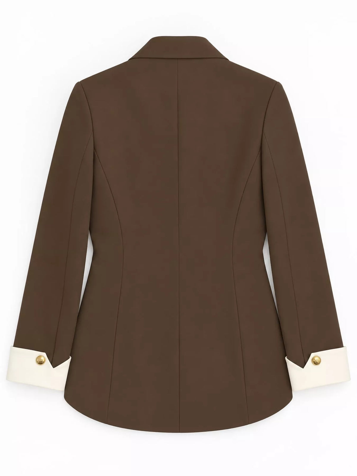 Full Size Single-Breasted Blazer with Gold Button Accents Plus Size - Coffee - View 14