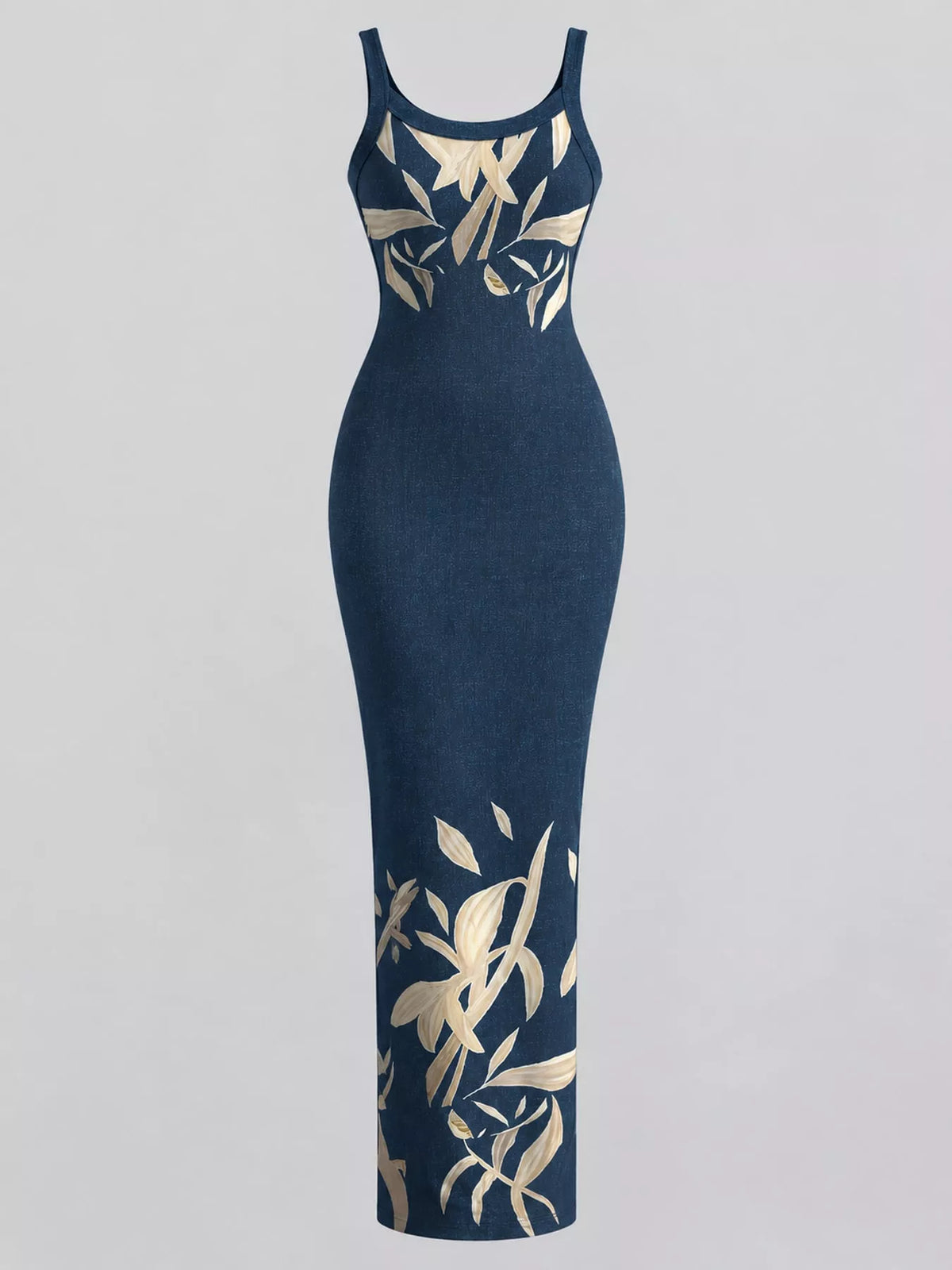 Sleeveless Bodycon Maxi Dress - Navy Blue Positioning - View 9