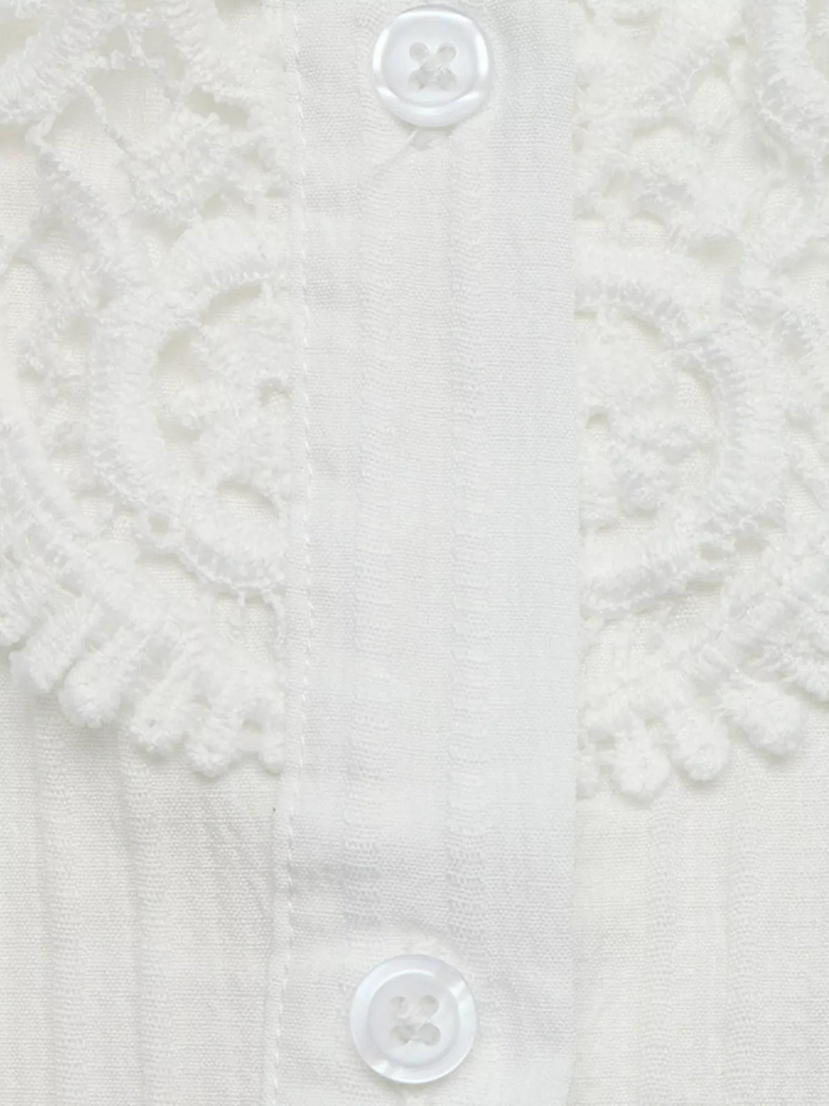 Lace Detail Long Sleeve Shirt - White - View 7