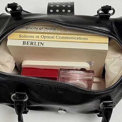 Rivet Embellished Crossbody Bag - Black - View 3