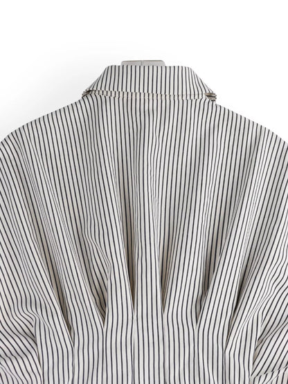 Striped Cinched Waist Shirt - Black - View 3
