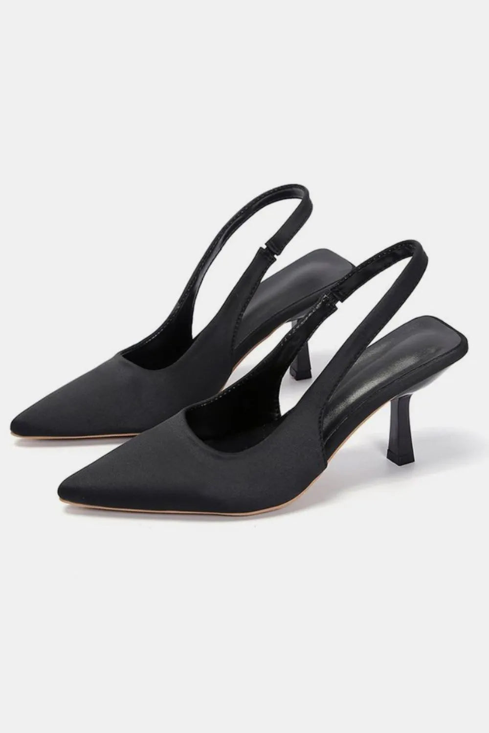 PU Leather Point Toe Pumps - Black - View 1